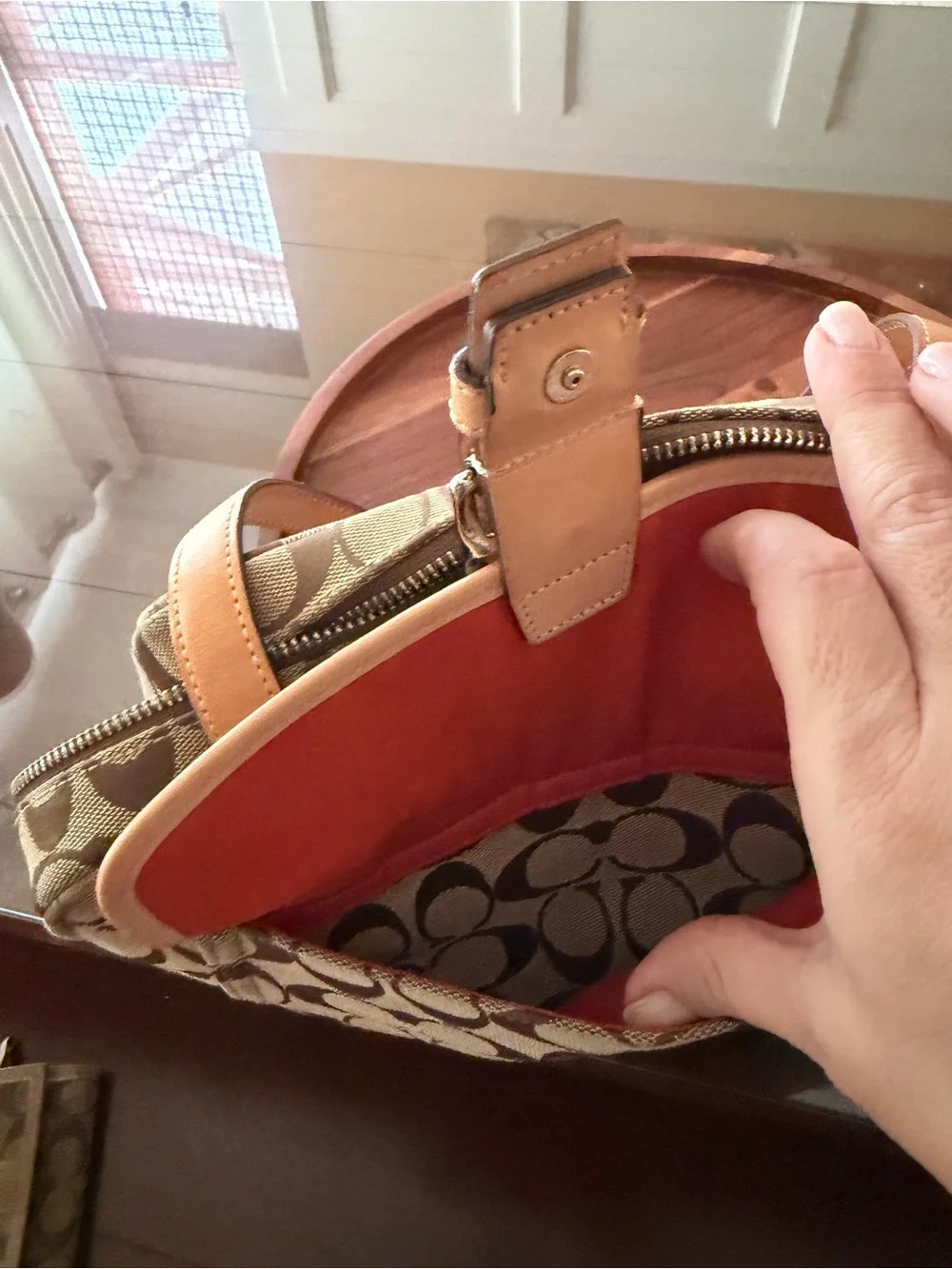 Coach - Tan and Brown Signature-Print Shoulder Bag
